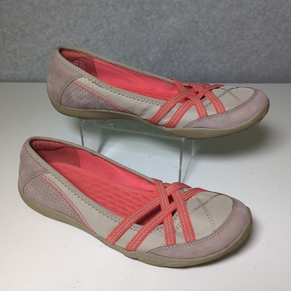 Clarks Sport Mary Janes 7.5 M Tan Orange Double X Straps‎ Comfort Insoles Haley - Picture 1 of 7